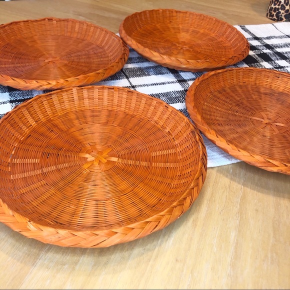 Accents 4pcs Wicker Paper Plate Holder Trivets Orange Poshmark poshmark